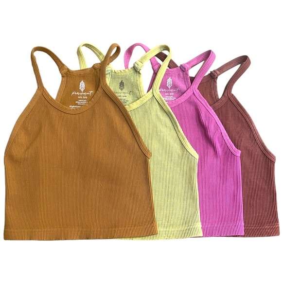 FP Movement by Free People Tops - FP Movement Bundle, Happiness Runs Crop Tank, Copper, Spring, Violet, Maple,XS/S